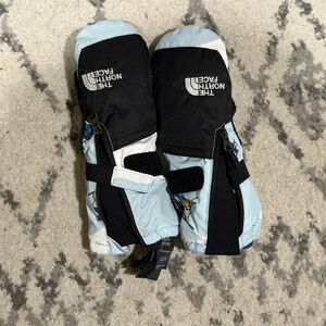 The North Face Black and Light Blue Toddler Mittens